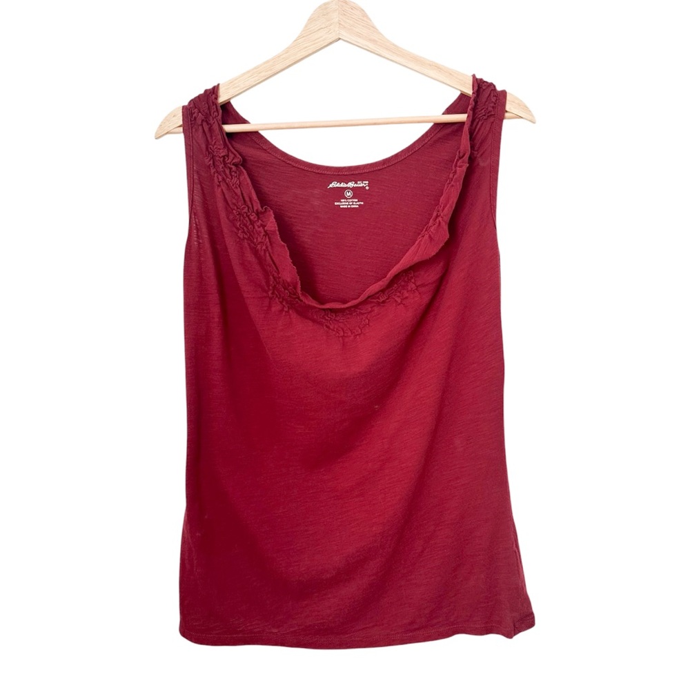 Eddie Bauer Wide Scoop Neck Burgundy Red Tank Top Sleeveless Shirt — Size M